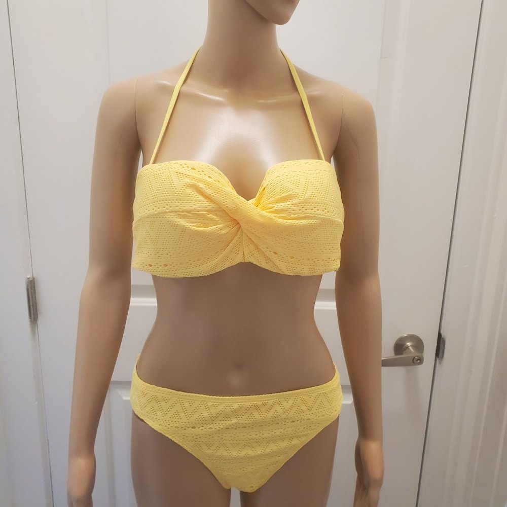 BAWDY WOMEN'S TRIB BIKINI SWIMSUIT SWIMWEAR PUSH UP MESH- YELLOW 2Pc XL